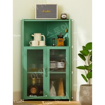 모서리 구석 앤틱 그릇장 그릇 수납장 주방 서랍장 장식장, 직접 설치, 그린(불투명)55X96X40