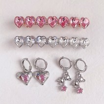 러브 하트 자동핀 오스트리아 크리스탈 헤어핀 머리 고정 영롱 핑크 포인트 촬영 선물