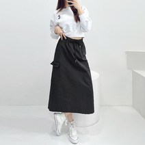 코디제이 여자 치마 나일론카고스커트 밴딩 데일리룩 포켓 롱스커트 오버핏 홈웨어