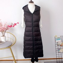 구스패딩실내조끼 여성 울트라라이트 다운 롱 조끼 후드 슬림 조끼 화이트 다운패딩조끼 다운 gilet new arrival