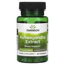 Swanson 아슈와간다 추출물 표준화 450mg 캡슐 60정, 1개
