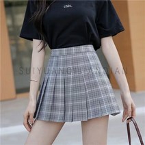 KORELAN 체크무늬 주름치마 여 스커트