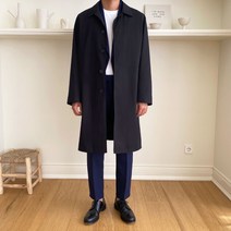 엠엔에프 발마칸코트 남성 봄 가을 베이직 롱 하프 아우터 오버핏 트렌치 코트