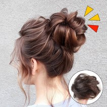 온리정 똥머리가발 셀프 올림머리 부분가발 펌스타일 헤어 고탄력 밴드형, 네츄럴 블랙