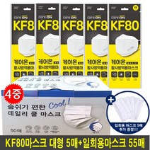 케어온 케어온베이직마스크 KF80 대형5매+일회용50매+추가5매, 1set