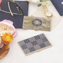 나빌레라 자개명함케이스_전통3 명함꽂이 자개공예 스틸 명함집, 훈민부채