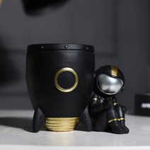 스페이스 우주인 우주선 오브제 다용도 연필꽂이 연필통 필기구정리함, 블랙