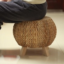 라탄 원형 스툴 쇼파발받침 등가구 인테리어, 높이 35cm