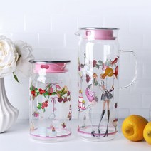 밀폐 유리 물병 1.3L 로소리갈, 핑크0.9L, 핑크0.9L