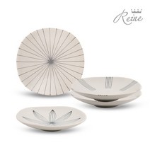 [헨느] 에가와리 14cm 라운드접시 4종 4P / 도자기, 색상:헨느 에가와리 14cm 라운드접시 4종 4P, 4개