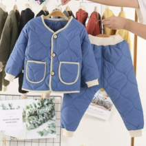 아동 누빔 퀼팅 깔깔이 시보리밴딩 솜 방한복 자켓 점퍼 바지 귀여운 패딩점퍼 바지 투피스 세트 UV110555UJ 깔까리