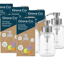 그로브 핸드워시 손세정제 리유저블 글래스 폼 핸드솝 디스펜서 스퀘어 베이스 354ml GROVE CO. Reusable Glass Foaming Hand Soap Dispenser, 5개