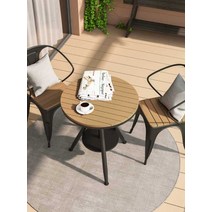 야외테이블세트 커피숍 원목 철제 정원용 파라솔 벤치, 55  테이블 1개 의자 4개 (블랙)