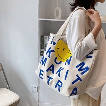 스마일 캔버스 에코백 대용량 빅사니즈 천가방 에코가방 쇼퍼 숄더백 크로스가방 데일리백