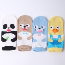 노마코 4켤레 세트 입체동물 캐릭터 양말 여성 발목양말 스니커즈양말 양말인형 만들기 동물양말