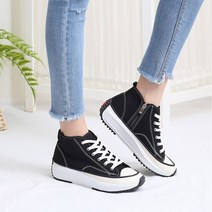 여성 캔버스 하이탑 지퍼 스니커즈 운동화