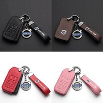 볼보 고급 가죽 VOLVO XC S 40 60 80 90 자동차 키링 홀더 자동차 차량 차 키 케이스, D 타입 (레드)
