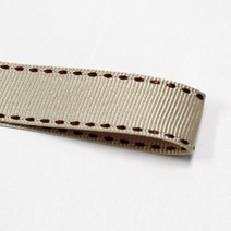 카네이션리본 선물포장리본 꽃포장리본 골지 스티치 리본 (폭 5mm 길이90m)(폭 10mm/15mm 길이 45m), 26(샴페인골드+브라운스티치), 15mm