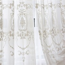 수 놓은 흰색 얇은 명주 그물 커튼 거실 럭셔리 홀 유럽 레이스 보일 쉬어 창 침실 소녀