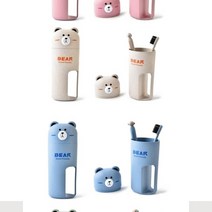 친환경 어린이위생안전 어린이집 칫솔 케이스 세트 캐릭터 양치컵 휴대용 여행용 키즈 답례품, 곰돌이아이보리