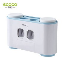 ECOCO 자동 압착 치약 디펜서 가정용 다기능 구강 세척 컵 칫솔 보관 랙 욕실 정리 액세서리, [03] 하늘색