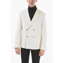 Ermenegildo Zegna ZZEGNA 더블 브레스트 피크 LAPEL FLAX 블렌드 블레이져 1VS4G0 950756 8 WHT