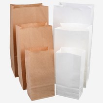 크라프트 무지 각대 종이 봉투 감자튀김 붕어빵 도너츠 빵 꽈베기 베이커리 봉지, 색상/사이즈, 대 - 화이트