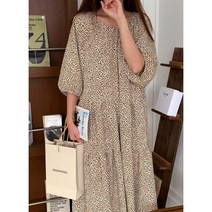 당일배송 무배 호피 원피스 가을원피스 여성 레오파드 빅사이즈