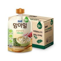 [매일유업] 맘마밀 안심이유식 9개월 100g 10팩 4종 중 택1, 시금치와 연근소고기 10팩