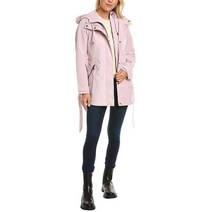 노티카 Nautica 벨트 재킷이 있는 여성용 후드 우비 더스티 핑크.