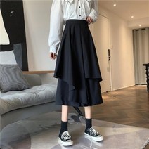 플레어스커트 화이트 블랙 주름 햅번 볼륨 벌룬 항아리 치마 레이어드룩