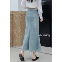 아일랜드스토리 여성 데님스커트 청치마 롱 머메이드 데님 스커트 치마