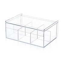 아크릴 수납장 전시대 투명 서랍 차 상자 커피 티백 찻잔 주입기 스토리지 홀더 세트 뚜껑 구획 캐비닛 홈 주방, Transparent
