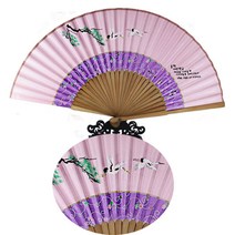 (주)파앤카코리아 고급 선물부채 전통부채 외국인선물 부채 여름부채 접이식부채 장식부채, 이색실크 부채-송학-연핑크