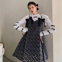 플라워원피스 봄 가을 룩 티 멈추다 프렌치 클래식 인형 끈나시 슬립 나비 원피스코디세트 여성 디자인감각 2651110244