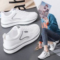 요나걸 여성 신발 운동화 굽낮은운동화 흰운동화 여성신발 학생신발 경량운동화 깔끔한 패션운동화 다리라인이 더욱 예뻐보이는 사계절운동화 + 양말증정 (3cm)