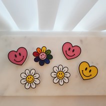 데이지꽃스마일 하트석고방향제 귀여운 차량방향제, 프렌치라벤더, 데이지꽃(화이트), 세로, 1개