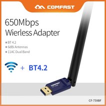 CF-759BF 5G WiFi 어댑터 802.11b/g/n/AC 650M PC 무선 wifi 네트워크 카드 블루투스 4.2, 한개옵션0