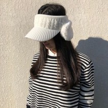 로로얼로이 여성겨울골프모자 귀마개 니트 퍼 모자 귀달이 방한 스키장 썬캡, 컬러 : 레드