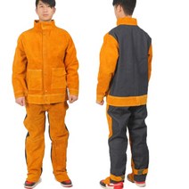 용접복 전체 소가죽 작업복 내화 내열 보호옷 전신 빅사이즈 대형, L 브라운 전체 가죽 안감 팬츠