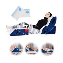 정형외과 침대 웨지 베개 세트 - 5개 조절 가능 편안함 등 목 및 다리 완화를 위한 수술 후 메모리 폼 저자극성 진공 백 2개 포함 네이비