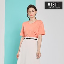 비지트엔와이스튜디오 여성용 유넥 컬러 티셔츠 VX5STE6