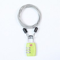 [바보사랑] TCUBE - TSA 3다이얼 자물쇠 + 멀티 안전케이블 - 1.5M, 색상:옐로우