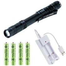 10만루멘 손전등 후레쉬 써치 휴대용탐조등 후라시 펜 버클 작은 손전등 57 번 배터리 마이크로 led 홈 방수 장거리와 포켓 미니 휴대용 밝은 빛, 충전식 모델 2개충전식 배터리 4개 + 충전기