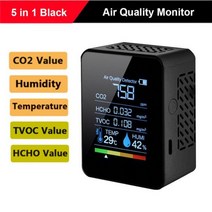 미세먼지측정기 실내 공기질 휴대용 측정기 LCD 이산화탄소 검출기 PM2.5 PM10 HCHO TVOC CO 측정기 디지, 07 5 in 1 Black B