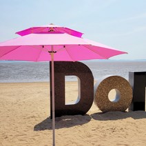 율율파라솔 핑크 파라솔 튼튼한 국산 우드 휴대용 대형 특대형 캠핑 카페 야외 옥상 감성 모래놀이 비치, 2단특대형(화이트기둥), 아이보리