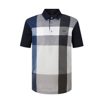 22SS [populet]네이비 체크배색 면혼방 반팔카라티셔츠 WMTS2B001N2