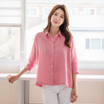 [마담그레이스] SH6235 린넨 플리츠 베이직 셔츠(린넨100)