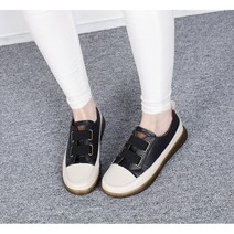 여성 천연가죽 심플 스니커즈 명품 슬립온 베이직스타일 운동화 발편한 3cm
