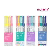 모나미 에센티 트윈 형광펜 4색세트 4종, 브라이트 선샤인